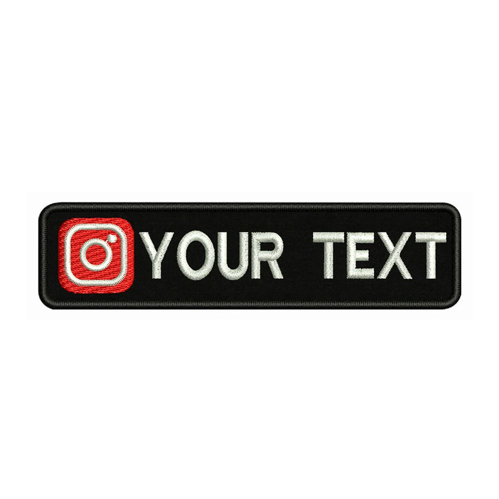 Instagram Logotipą, 10X2.5cm Siuvinėjimo Užsakymą Pavadinimas Tekstas Pleistro Juostelės ženklelis Geležies Arba Velcro Pagrindo Lopai Drabužių, Kuprinės 3