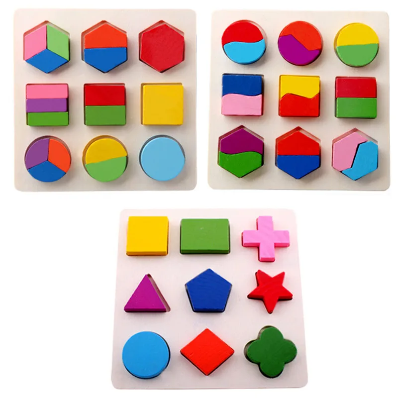 Kūdikiams, Vaikams, Mediniai Mokymosi Dėlionės, Žaislų, Montessori Spalvingas Geometrines Pažinimo Pjūklelis dėlionės (Galvosūkiai) Medienos Švietimo Žaislai Vaikams 4