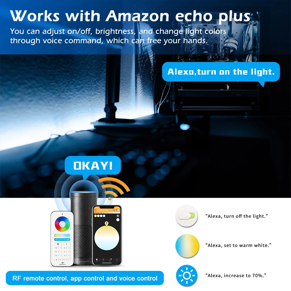 Zigbee Pro WW/CW Dviguba Balta Spalvos Temperatūra Reguliuojama Smart LED Valdiklis Dirbti su Alexa Echo Plius SmartThings RF Nuotolinio 5