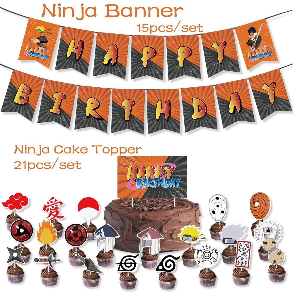 1set Ninja Gimtadienio Dekoracijas, Lateksiniai Balionai, Vėliavėlės, Vaikams, 1-su Gimtadieniu Ninjago Šalies Prekių Baby Shower Berniukas Dovanos 0