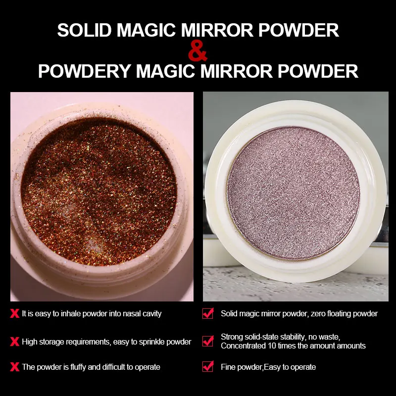 Arte Clavo Nagų Magic Mirror Galia Glitters Mirguliavimas Poveikis Chrome Pigmento UV Gel Polish 