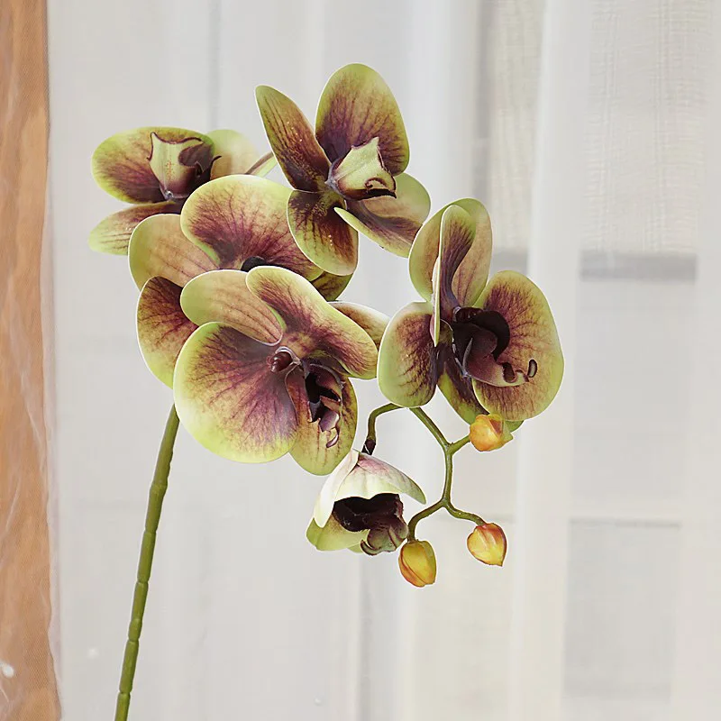 Nauja Juoda Pilka orchidėja filialas kambarį apdaila, dirbtinės gėlės nekilnojamojo liesti plastiko namų dekoro mama dovanos 3