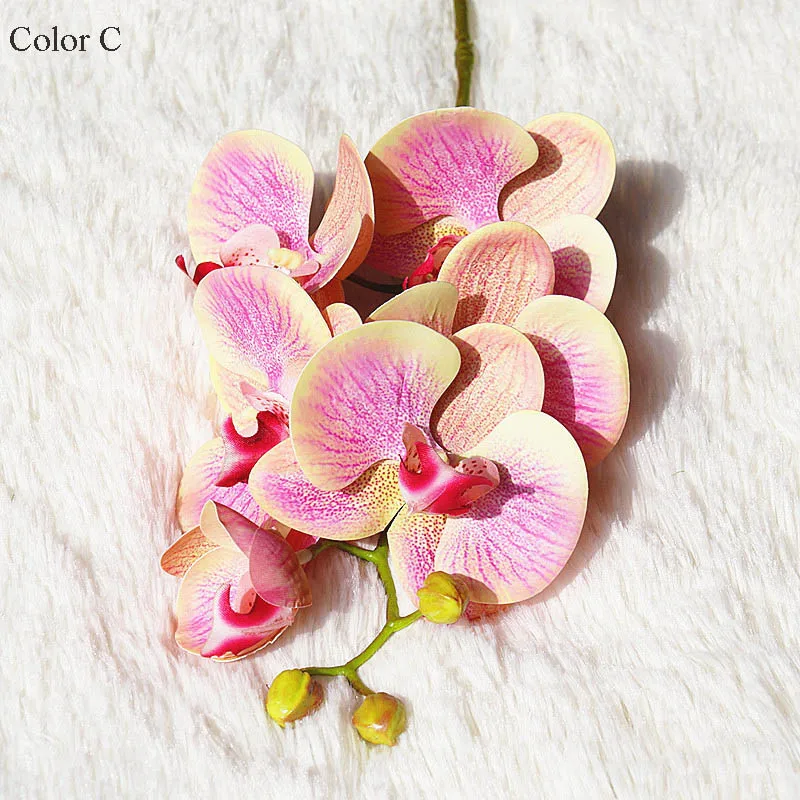 Nauja Juoda Pilka orchidėja filialas kambarį apdaila, dirbtinės gėlės nekilnojamojo liesti plastiko namų dekoro mama dovanos 4