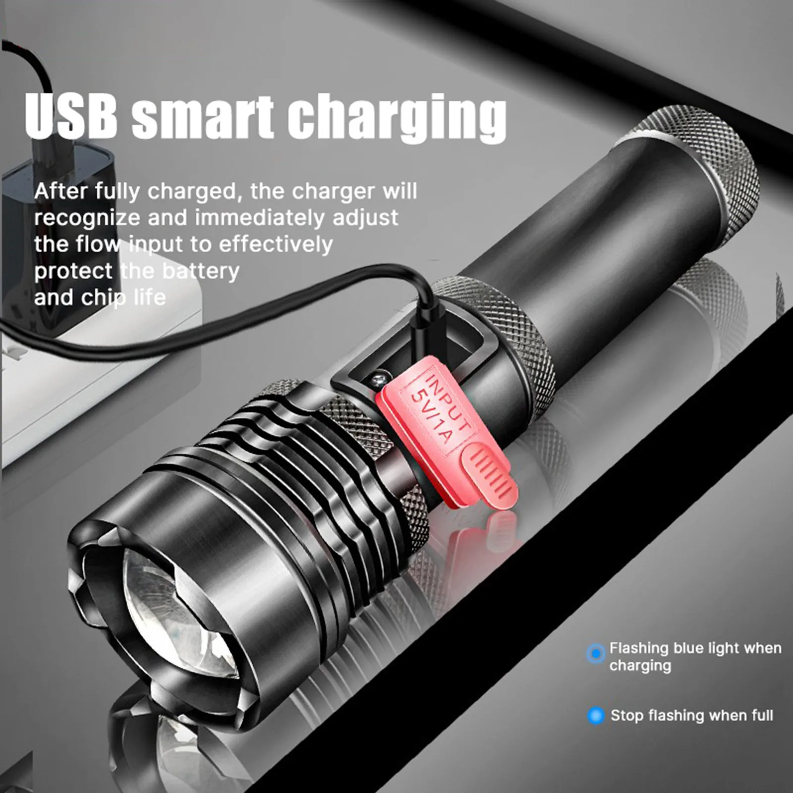 D2 XHP50 Super Galingas LED Žibintuvėlis Taktinis Žibintuvėlis įmontuota Baterija USB Įkrovimo Vandeniui P50 Lempos Itin Ryškių Žibintų 1