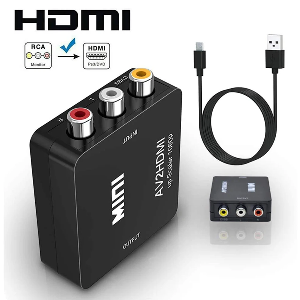 HD 1080P AV ir HDMI Suderinamus Konverteris Televizijos Žaisti AV2 HDMI suderinamus Adapteris, Skirtas PS3, PS4 DVD Xbox Projektorius 3