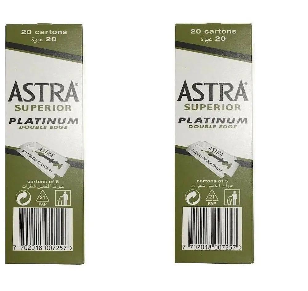 Astra superior double platinum krašto saugių skustuvų peiliukai skutimosi žalia pakuotėje 5 vnt 10 vnt 20 vnt 50 vnt 100 vnt 200 vnt 3