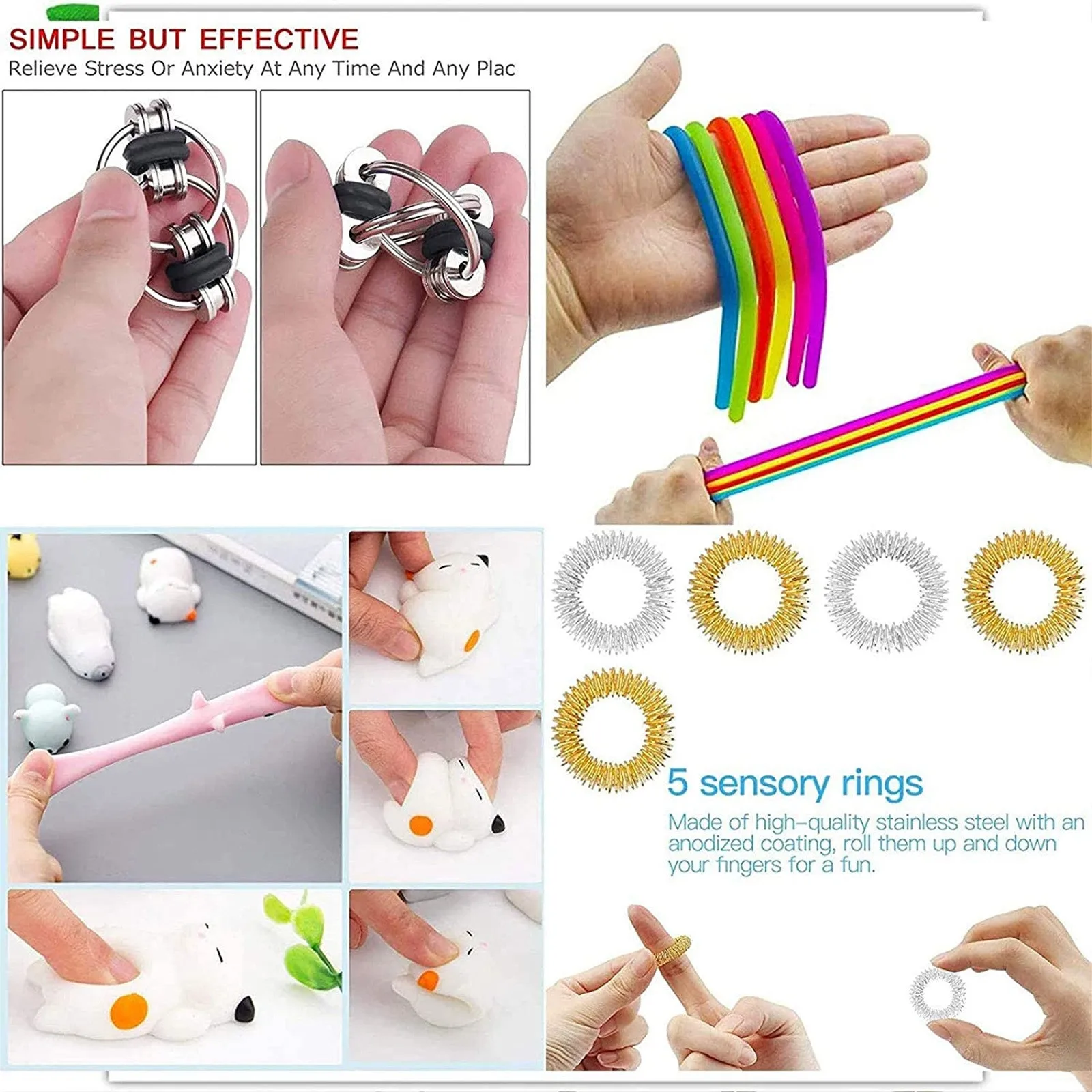 Fidget Stumti Žaislų Rinkinys Pigūs Jutimo Fidget Žaislų Paketas, skirtas Vaikams ar Suaugusiems Išskleidimo Žaislas fidjets žaislų paketas Plonas Antistress 1