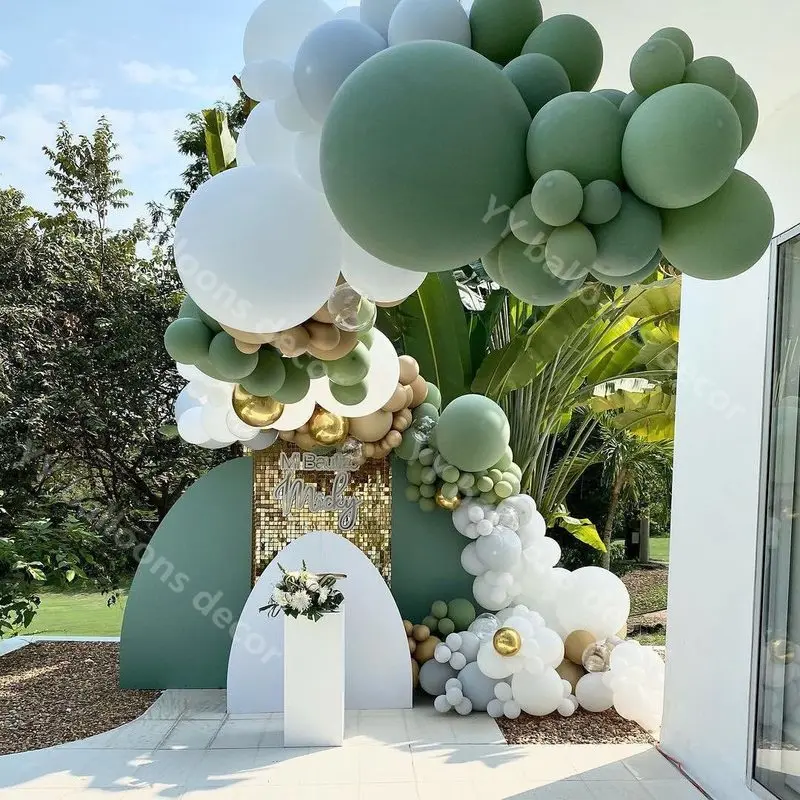 Šalavijų Žalia Balta Baby Shower Balionas Arch Girliandą Komplektas Vestuvių Dekoravimas Dalyvavimas Jubiliejų Šalis Motinos Diena Dekoras 3