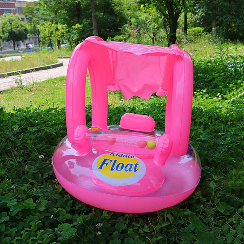 Naujų Atnaujinimų Kūdikių Maudynių Žiedas Pripučiami Plūduriuojantis Vaikus Plaukti Baseine Sėdynė Su Skėtį Nuo Saulės Vainiko Saugos Vasaros Baseinas Žaislai 0