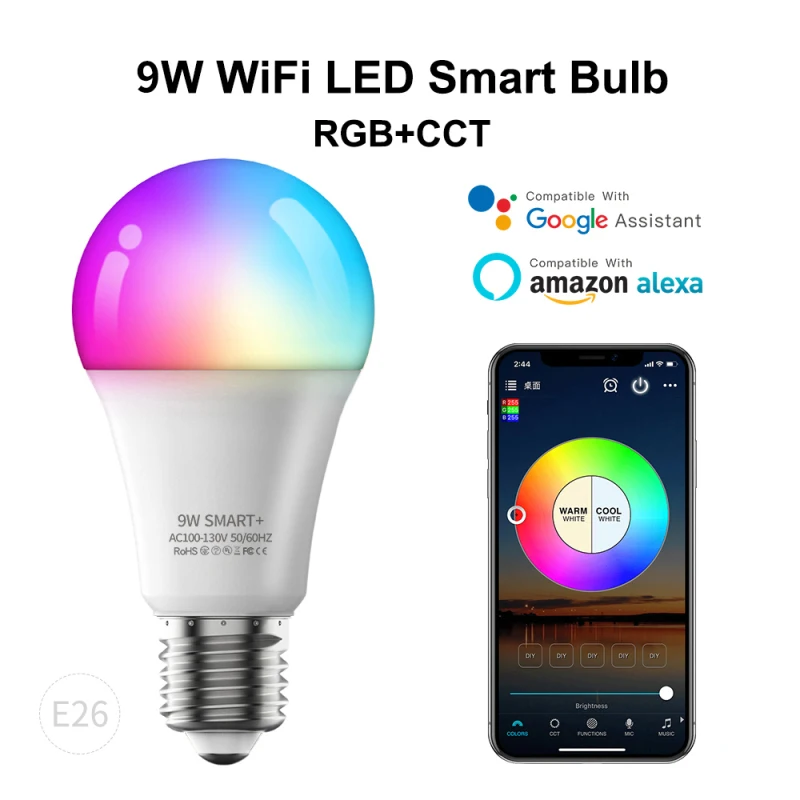 5vnt 2.4 GWiFi Bevielį Nuotolinio valdymo pultą Smart Lemputės E26 LED RGB šviesos srautą galima reguliuoti Lempučių PROGRAMĖLĖ Balsas Laiko Kontrolės Su 