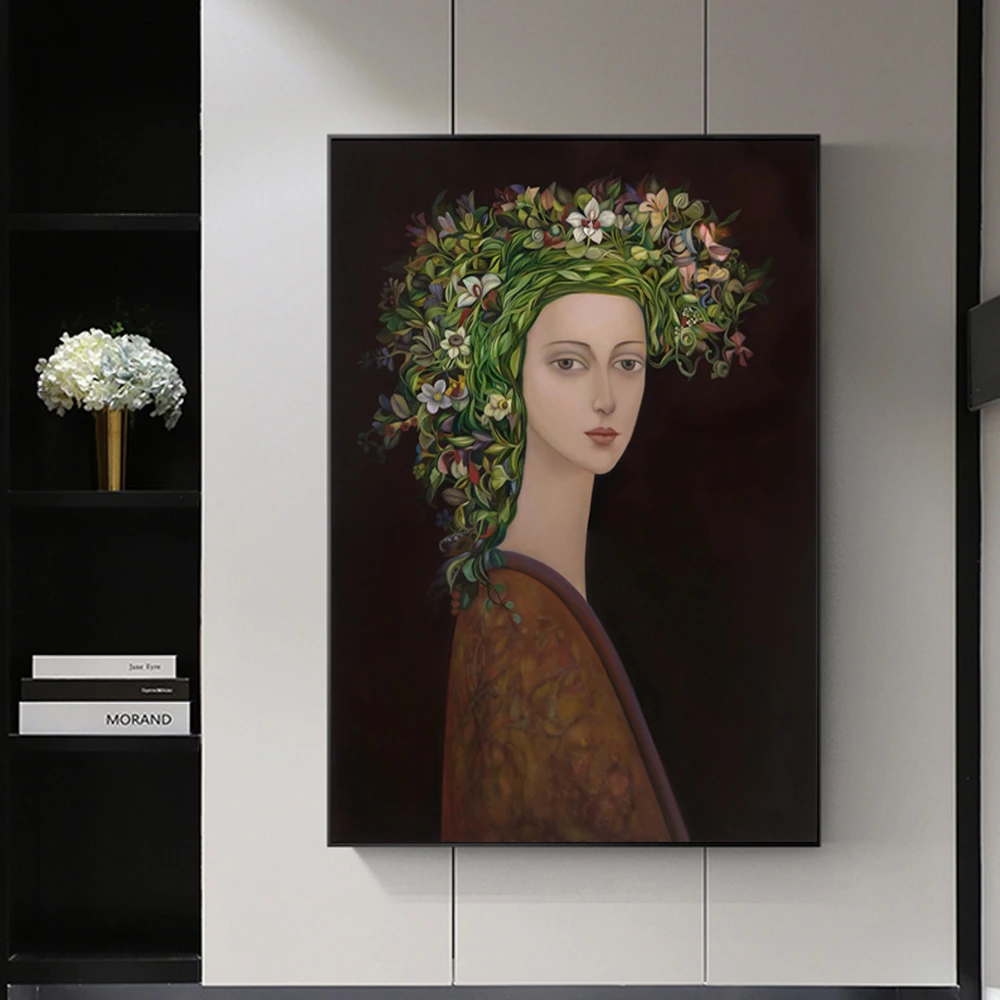 Šiaurės Šiuolaikinių Augalų Gėlių Moteris Abstrakčiai Mados Stiliaus Drobės Tapybos Menas Spausdinti Plakato Nuotrauką Sienos Kambarį Namų Dekoro 0