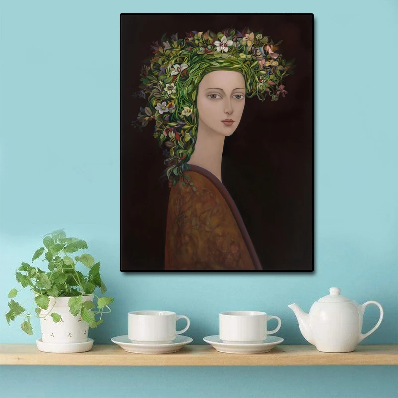 Šiaurės Šiuolaikinių Augalų Gėlių Moteris Abstrakčiai Mados Stiliaus Drobės Tapybos Menas Spausdinti Plakato Nuotrauką Sienos Kambarį Namų Dekoro 2