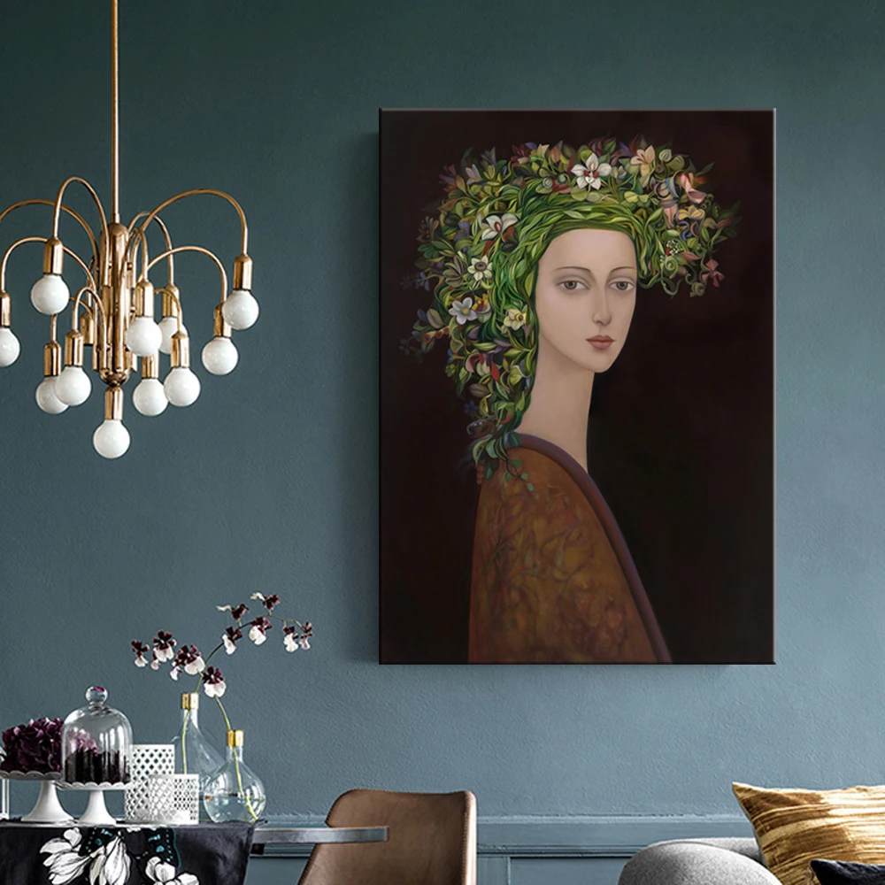 Šiaurės Šiuolaikinių Augalų Gėlių Moteris Abstrakčiai Mados Stiliaus Drobės Tapybos Menas Spausdinti Plakato Nuotrauką Sienos Kambarį Namų Dekoro 4