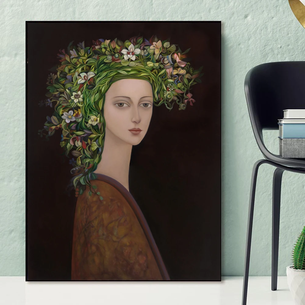 Šiaurės Šiuolaikinių Augalų Gėlių Moteris Abstrakčiai Mados Stiliaus Drobės Tapybos Menas Spausdinti Plakato Nuotrauką Sienos Kambarį Namų Dekoro 5