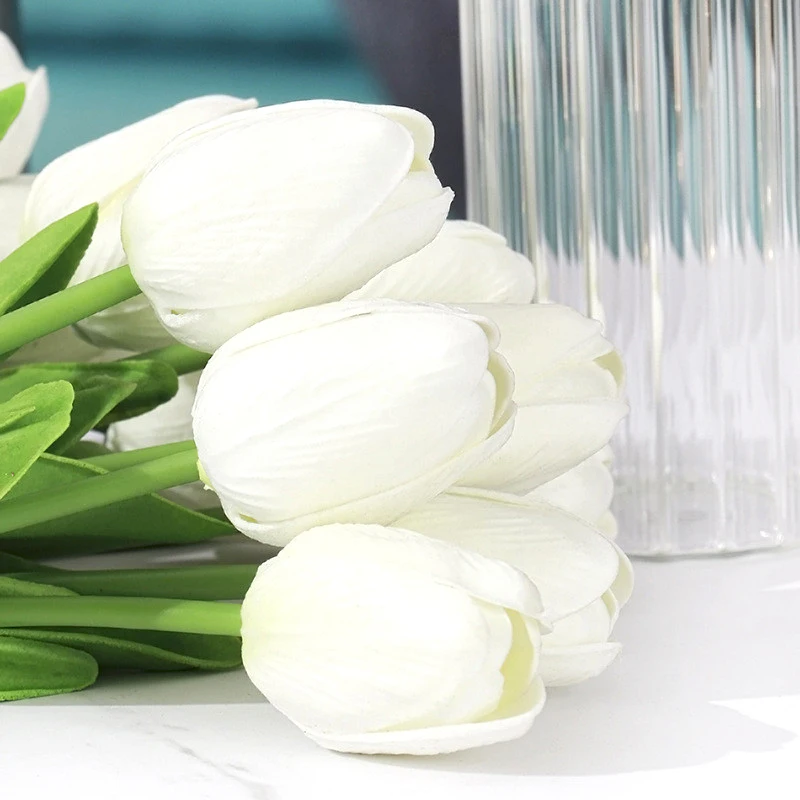 1Pcs Sode Tulpės Dirbtinių Gėlių Spalvinga Puokštė Netikrą Gėlių Vestuvių Dekoracijos Išskirtinį Tulpės 3