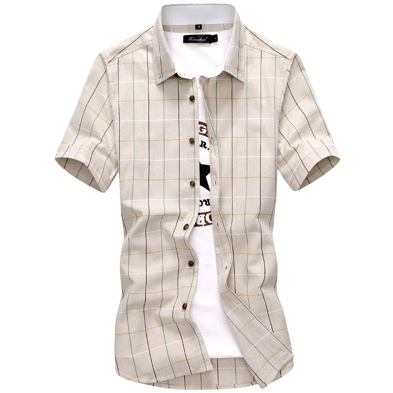 2020 Naujas Pledas marškiniai Vyrams Mados Medvilnės Trumpas Rankovėmis Vasaros Atsitiktinis Marškinėliai Vyrams camisa masculina Mens Suknelė Marškiniai 3