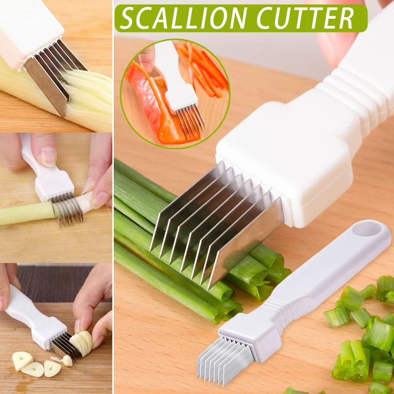3-dalių smulkintuvas svogūnai slicer česnakai scallion cutter nerūdijančio plieno įrankiai, namų apyvokos nešiojamų lauko virtuvė pjovimo įrankis įtaisą 2