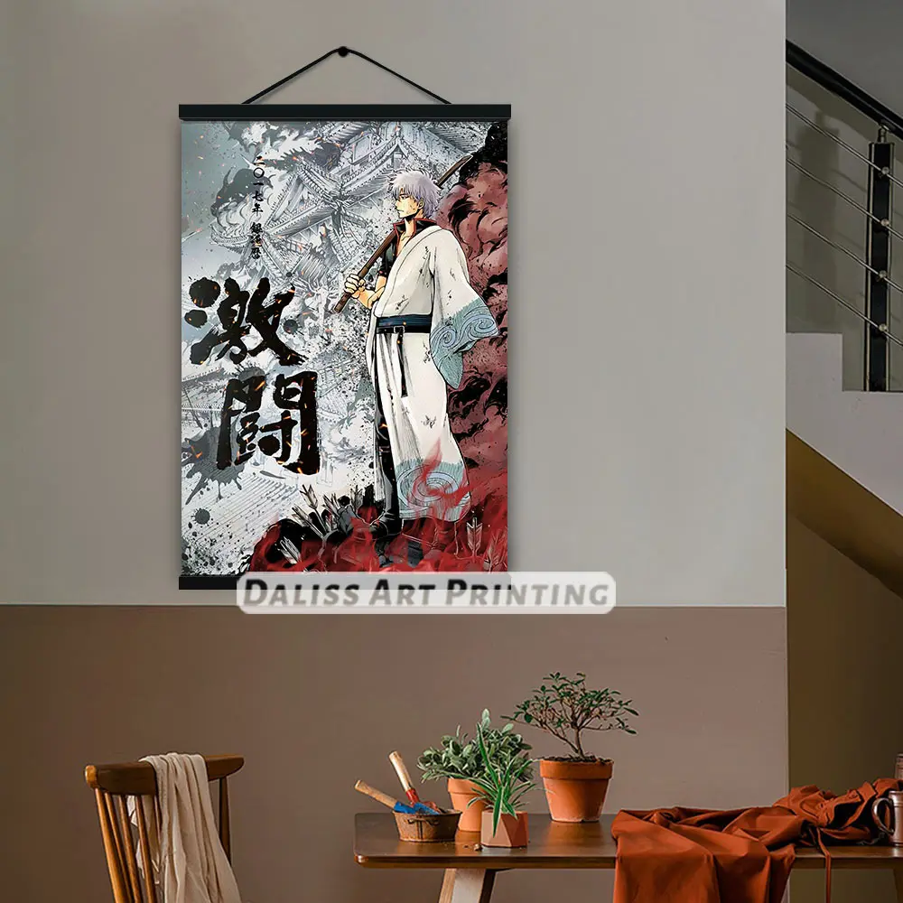 Drobė Anime Gintoki Gintama Nuotraukas, Namų Dekoravimas Paveikslų, Plakatų HD Spaudinių Sienos Meno Modulinės Kambarį Įrėminti 4