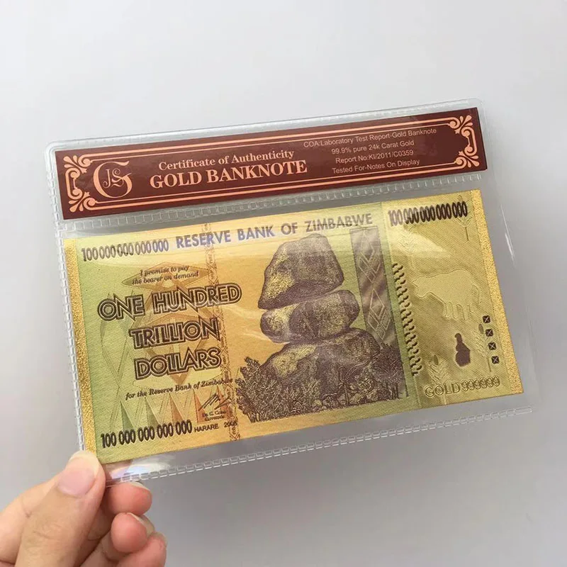Zimbabvės Juodojo Aukso Lapas 100 milijardų minėjimas taško Dolerio banknotų, Namų Dekoracijas, praktinių ir karšto pardavimo 3