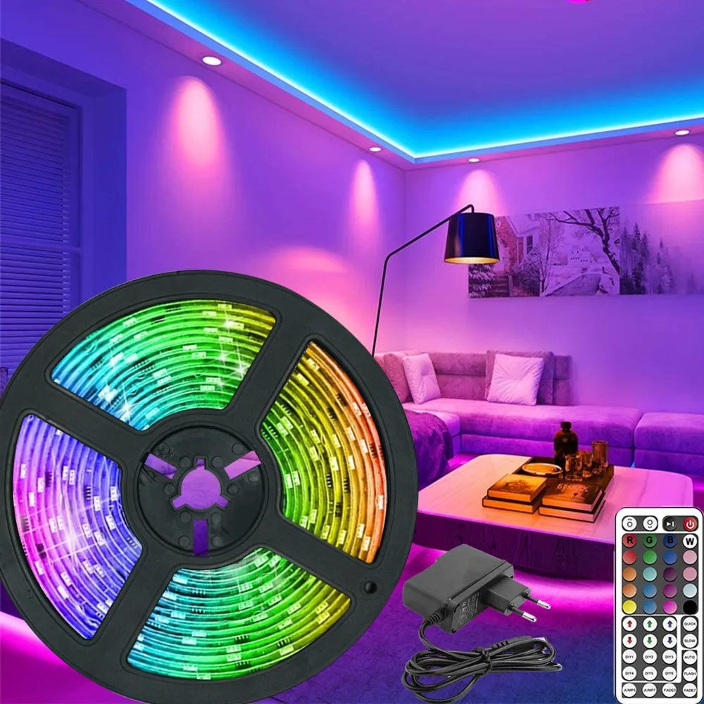 LED šviesos juostelės 5M 16.4 kojų 5050 lankstus spalva keičiasi 44 klavišą kontrolės tinka namų ir virtuvės ir vidaus apdaila 1
