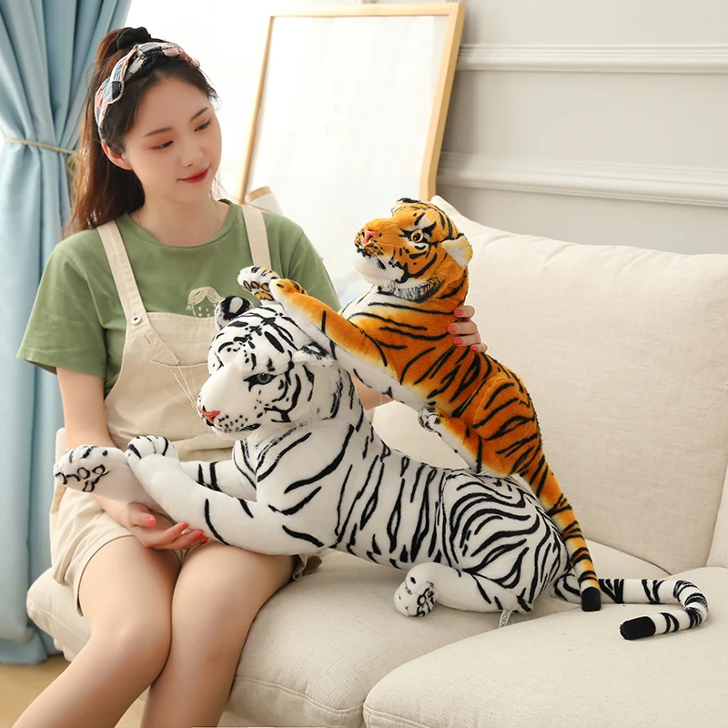 50-110cm Gyvas Tigras Pliušiniai Žaislai Žiaurus Laukinių Gyvūnų Modeliavimas Balta Ruda Miško Karalius Lėlės Vaikams, Vaikų Gimtadienio Dovanos 3
