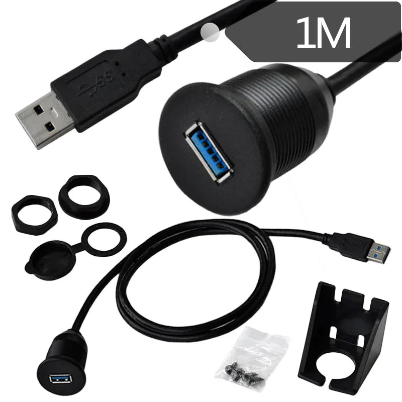 USB 3.0 Male į USB 3.0 Moterų AUX Flush Mount Automobilių Mount ilgiklis už Automobilių, Sunkvežimių, Valčių, Motociklų Prietaisų Skydelis -(3 Pėdų 4