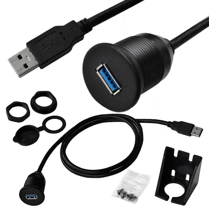 USB 3.0 Male į USB 3.0 Moterų AUX Flush Mount Automobilių Mount ilgiklis už Automobilių, Sunkvežimių, Valčių, Motociklų Prietaisų Skydelis -(3 Pėdų 5