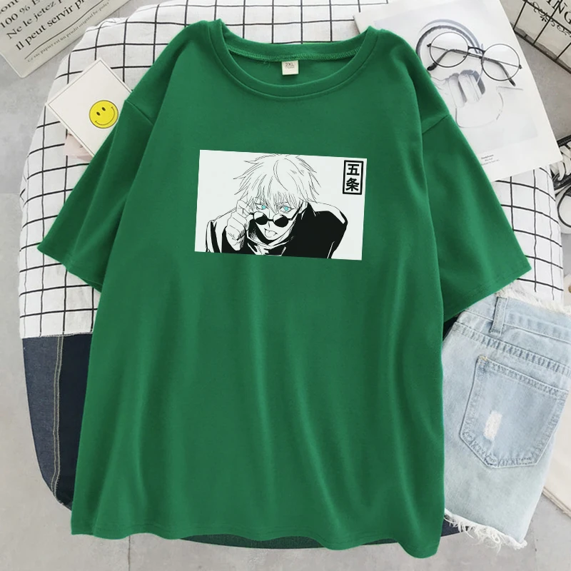 Džiudžiutsu Kaisen Gojou Satoru Anime Spausdinti Tshirts Moterų Atsitiktinis O-Kaklo T-Shirt Vasaros Orui Marškinėlius Moterų Prarasti Mados Viršūnes 1