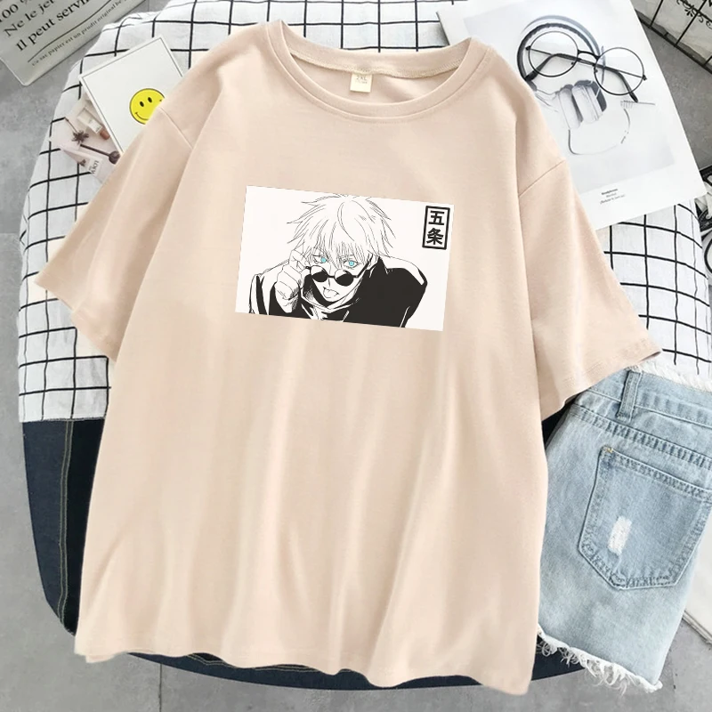 Džiudžiutsu Kaisen Gojou Satoru Anime Spausdinti Tshirts Moterų Atsitiktinis O-Kaklo T-Shirt Vasaros Orui Marškinėlius Moterų Prarasti Mados Viršūnes 2