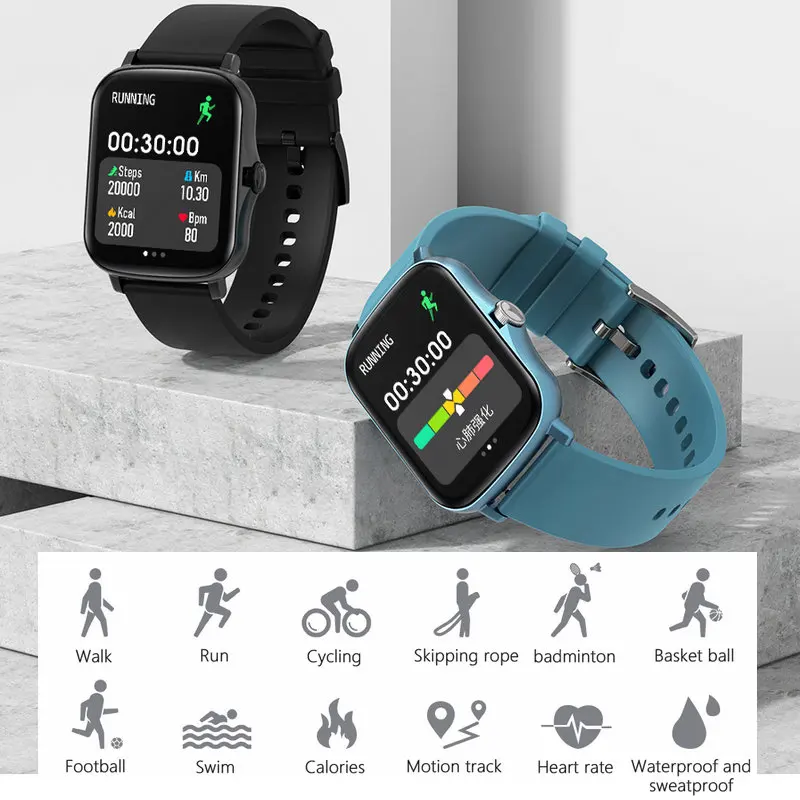 Y20 P8 Plus Smart Watch Vyrų 1.7 colių Full Touch Fitness Tracker IP67 atsparus Vandeniui Moterų GTS 2 Smartwatch 