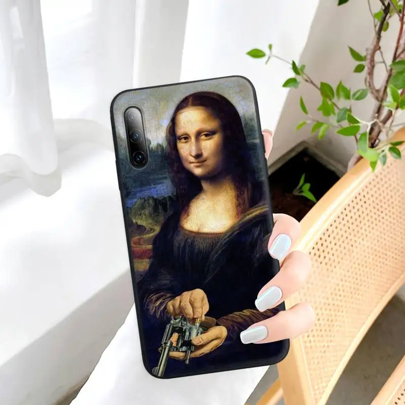 Juokinga Mona Lisa Juoda Guma Mobiliojo Telefono Dangtelį Samsung A51 A71 A50 A20 A21 A20E A30 A31 A40 A70 A01 A10 A11 A30S Atveju 4