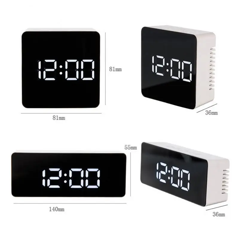 LED Skaitmeninis Laikrodis-Žadintuvas Veidrodis Pabusti Stalo Laikrodis Šviesos Didelių Laiko Temperatūrą, Atidėti Ekrano Namų Stalo Apdailos Laikrodis 0