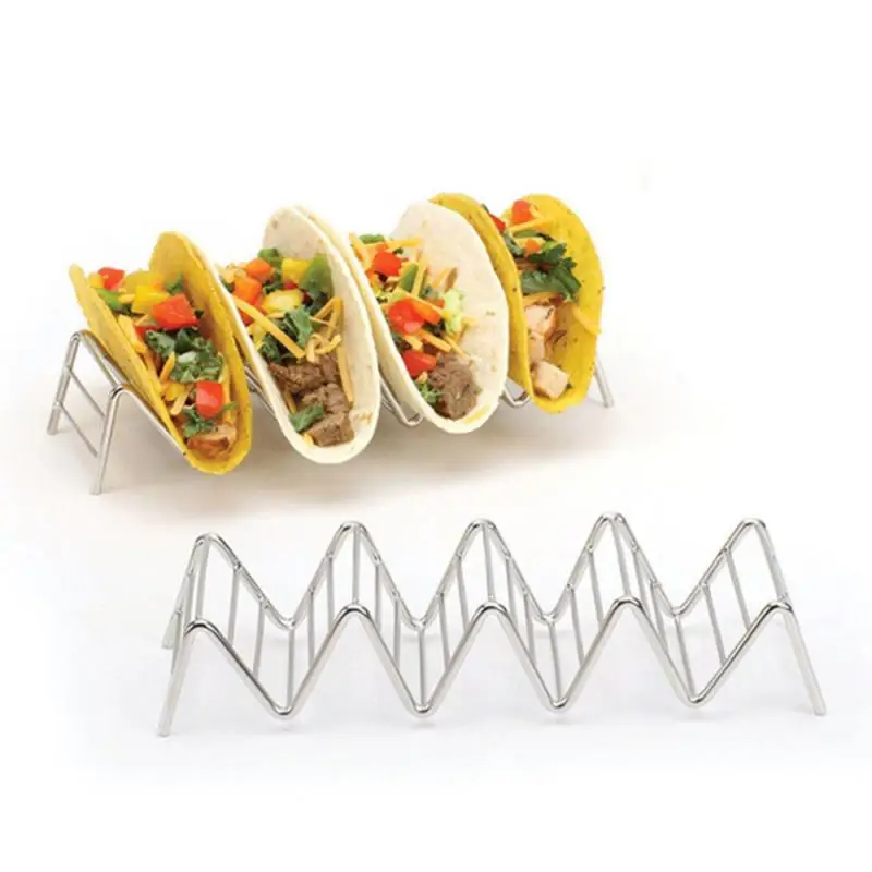 4 Dydis Bangos Formos Nerūdijančio Plieno Taco Turėtojai Meksikos Maisto Stovo 1-4 Sunku Kriauklių Hot Dog Turėtojas Stovėti Taco Display Rack 2