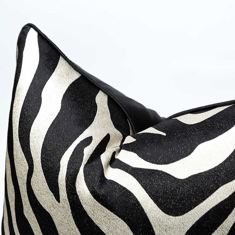 Medicci Namų Juoda Ir Balta Zebras Dryžuotas Pagalvės Dangtelis Modernus Minimalistinio Afrikos Stiliaus Juosmens Pagalvės Užvalkalą Už Sofos Lovos, Sofa - 1