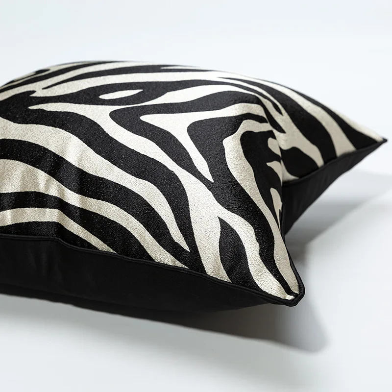 Medicci Namų Juoda Ir Balta Zebras Dryžuotas Pagalvės Dangtelis Modernus Minimalistinio Afrikos Stiliaus Juosmens Pagalvės Užvalkalą Už Sofos Lovos, Sofa - 2