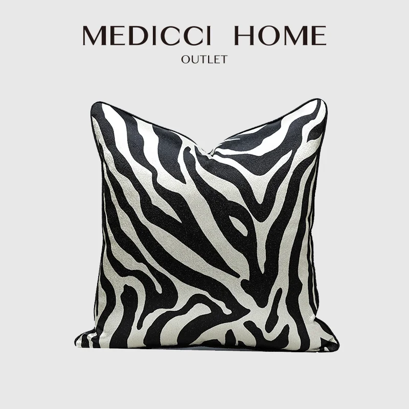 Medicci Namų Juoda Ir Balta Zebras Dryžuotas Pagalvės Dangtelis Modernus Minimalistinio Afrikos Stiliaus Juosmens Pagalvės Užvalkalą Už Sofos Lovos, Sofa - 3