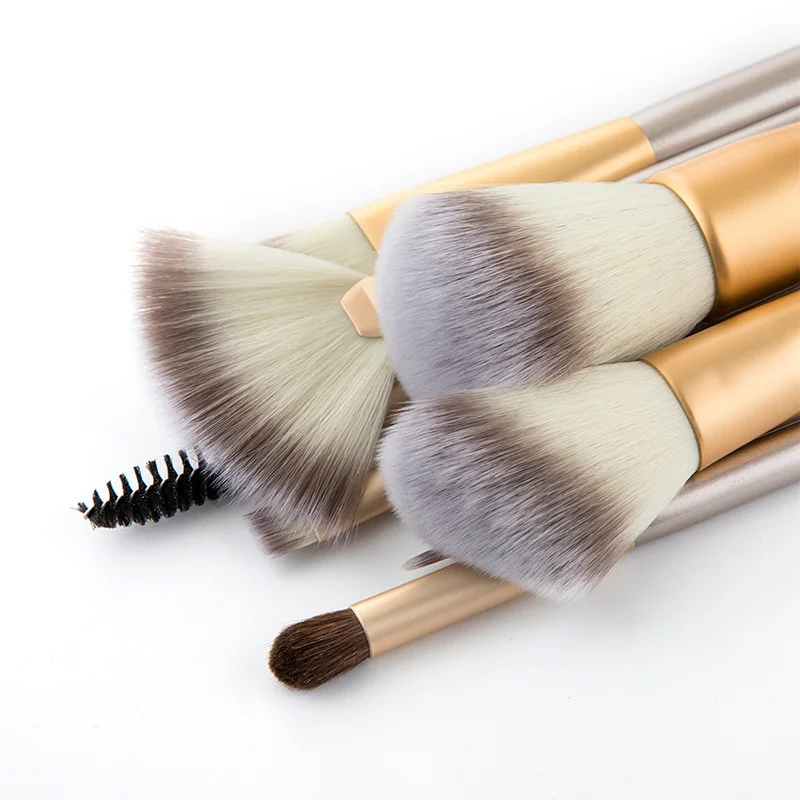 12 Vnt Kreminės Spalvos Makiažo Teptukų Rinkinys Kosmetikos Eyeshadow Maišymo Fondas Milteliai Antakių Blush Grožio Make Up Brush Tool 5