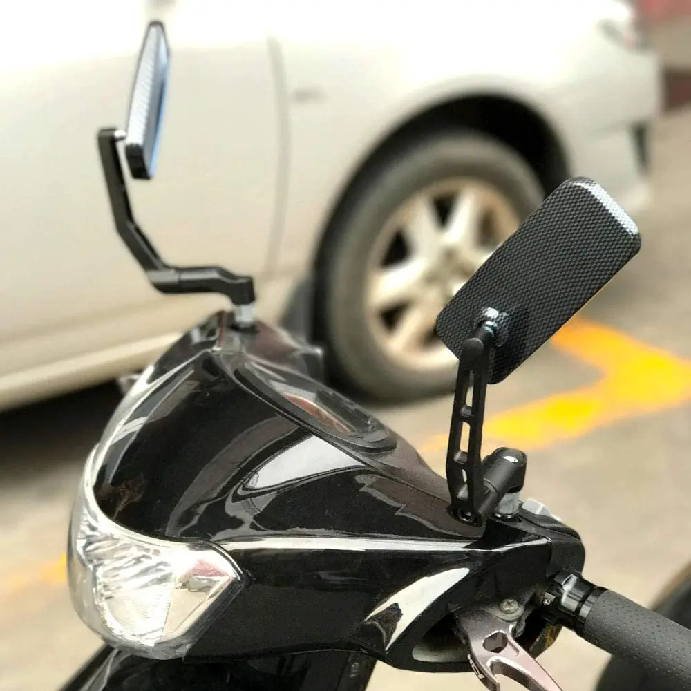 Universalus 8mm 10mm Motociklo Pusės Veidrodėlis, išilginis Pabaigos Galiniai Šono Aliuminio Stačiakampio Blind Spot Mėlynos spalvos galinio vaizdo Veidrodėliai 4