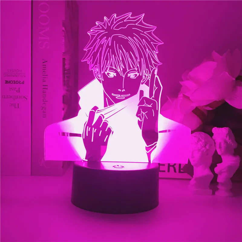 Džiudžiutsu Kaisen 3D Iliuzija LED Nakties Šviesos Manga Anime Gojo Satoru Gerbėjai Vaikų Kūrybos Dovanos Stalas Stalo Lempa RGB Blykstės Režimas Spalva 3