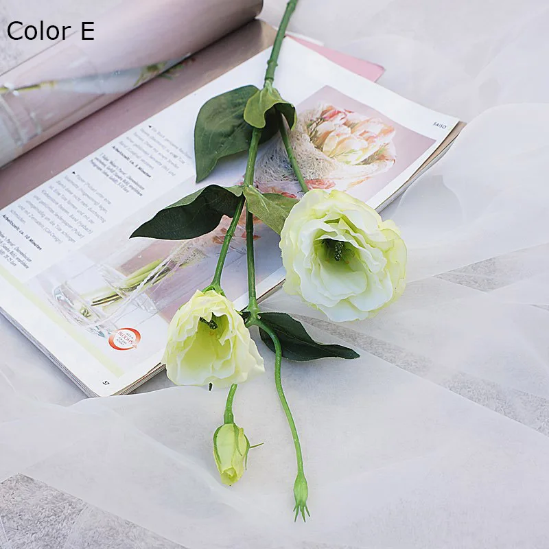 NAUJAS baltos spalvos lisianthus dirbtinio šilko gėlių namų stalo dekoro fotografijos gėlių, floristikos reikmenys 4
