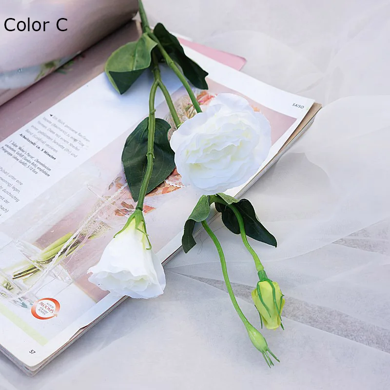 NAUJAS baltos spalvos lisianthus dirbtinio šilko gėlių namų stalo dekoro fotografijos gėlių, floristikos reikmenys 5