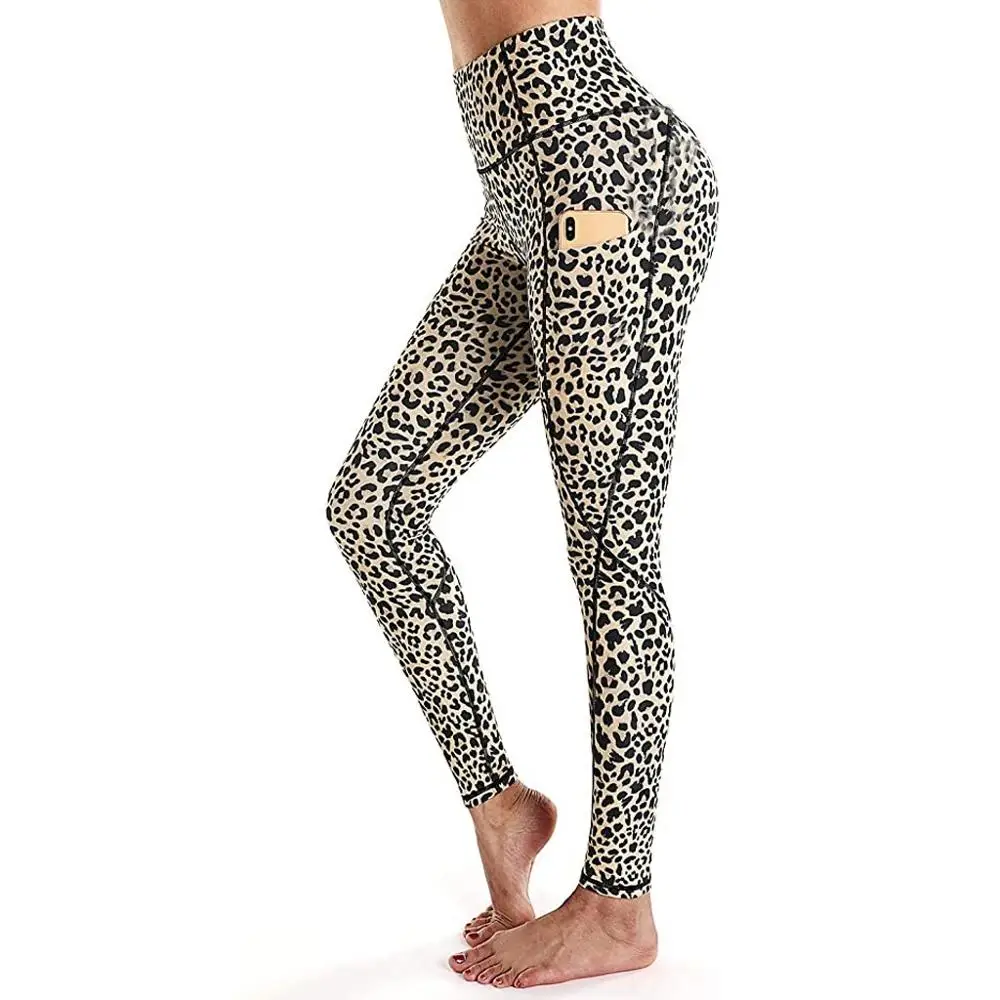 Aukštos Juosmens Kišenėje Antblauzdžiai Leopardas spausdinti Treniruotės Kišenėje antblauzdžiai Moterims, Drabužiai 2020 Pusėje Nėrinių Leggins mujer Fitneso Sportwears 1