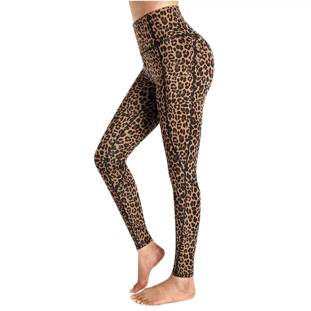 Aukštos Juosmens Kišenėje Antblauzdžiai Leopardas spausdinti Treniruotės Kišenėje antblauzdžiai Moterims, Drabužiai 2020 Pusėje Nėrinių Leggins mujer Fitneso Sportwears 4