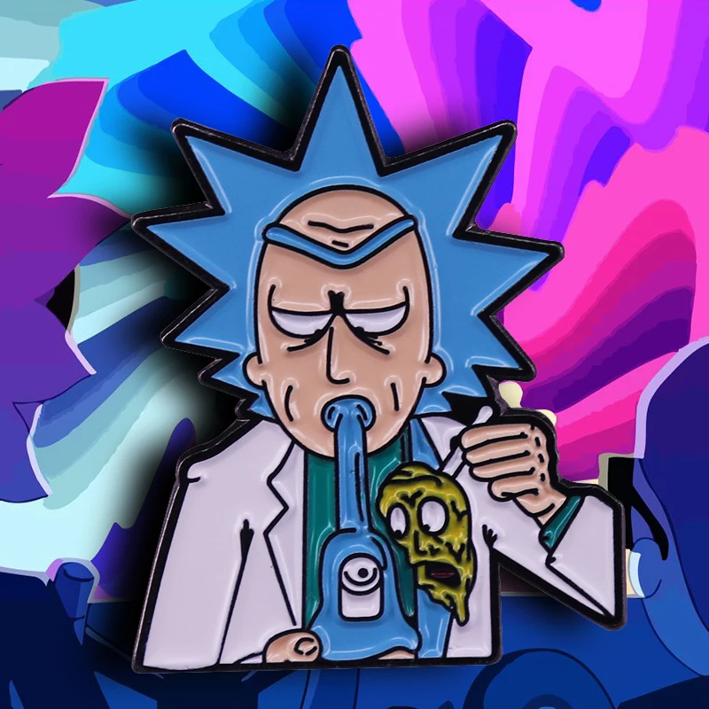 Mad scientist Rick Rūkymas Dab Įrenginys emalio pin Estetinės sagė multiverse suaugusiųjų animacinis televizijos šou ženklelis 2