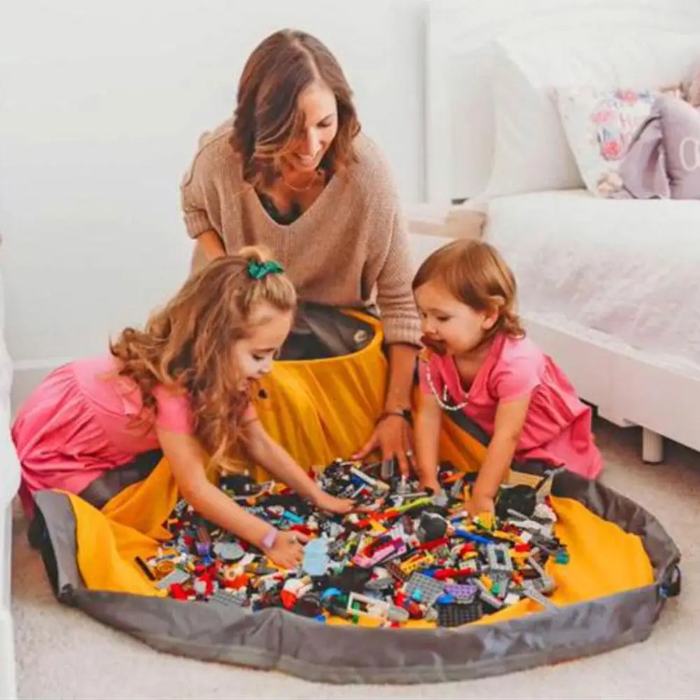 Nešiojamų Vaikams Žaislų Saugojimo Krepšys Raišteliu Žaisti Kilimėlis Lego Žaislai SlideAway sutvarkymo Ir Saugojimo Konteinerio Maišelyje Organizatorius Dėklas 4