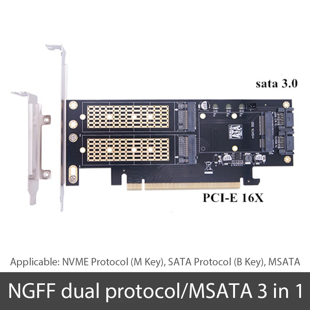 3 1. NGFF ir mSATA SSD Adapterio plokštę M. 2 NVME į PCIe 16X/M., 2 SATA SSD su SATA III/mSATA į SATA Konverteris+2 SATA Kabelis 3