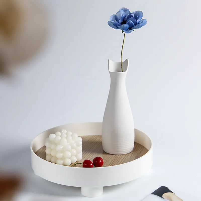 Kūrybos Paprasta Keramikos Vaza Ins Namų Kambarį Apdaila Juoda Balta Spalva Cute Kačių Ausų Dired Gėlių Vazos 3