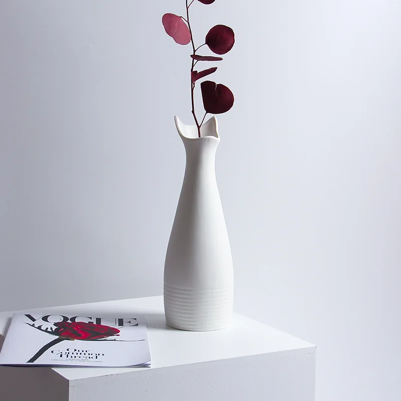 Kūrybos Paprasta Keramikos Vaza Ins Namų Kambarį Apdaila Juoda Balta Spalva Cute Kačių Ausų Dired Gėlių Vazos 4