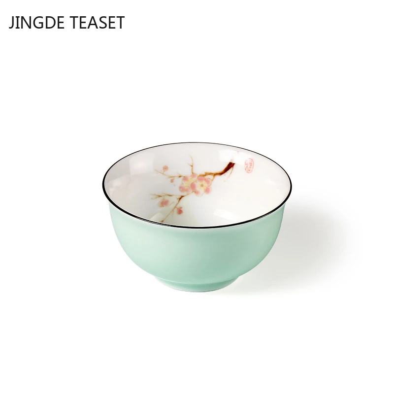 2 vnt./daug Kinų Keramikos Teacup Išskirtinį ranka-dažytos Slyvų žiedų modelio Arbatos dubenėlį Master Cup Teaware Gerti arbatos priedai 2