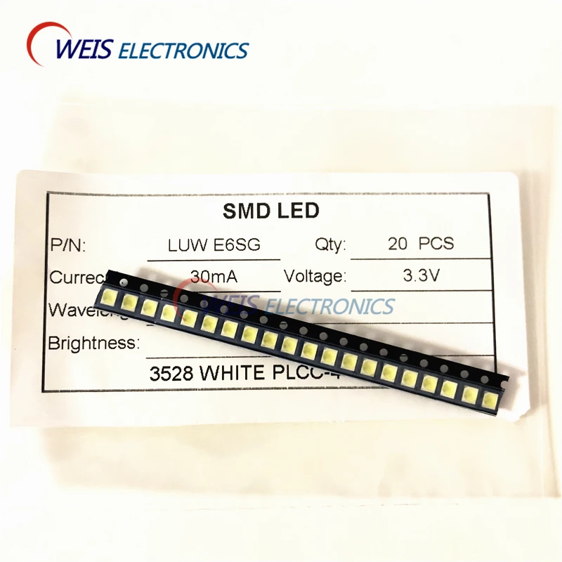 10VNT LUW E6SG LUWE6SG 3528 BALTAS LED ( 7000K ) PLCC-4 30mA 3.3 V 2100mcd smd led Bendro Katodo ( su apsaugoti diodų ) 3